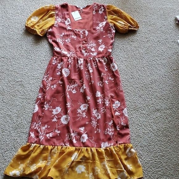 NWT Walter Baker Cara Floral Colorblock Dress - L - Picture 4 of 11